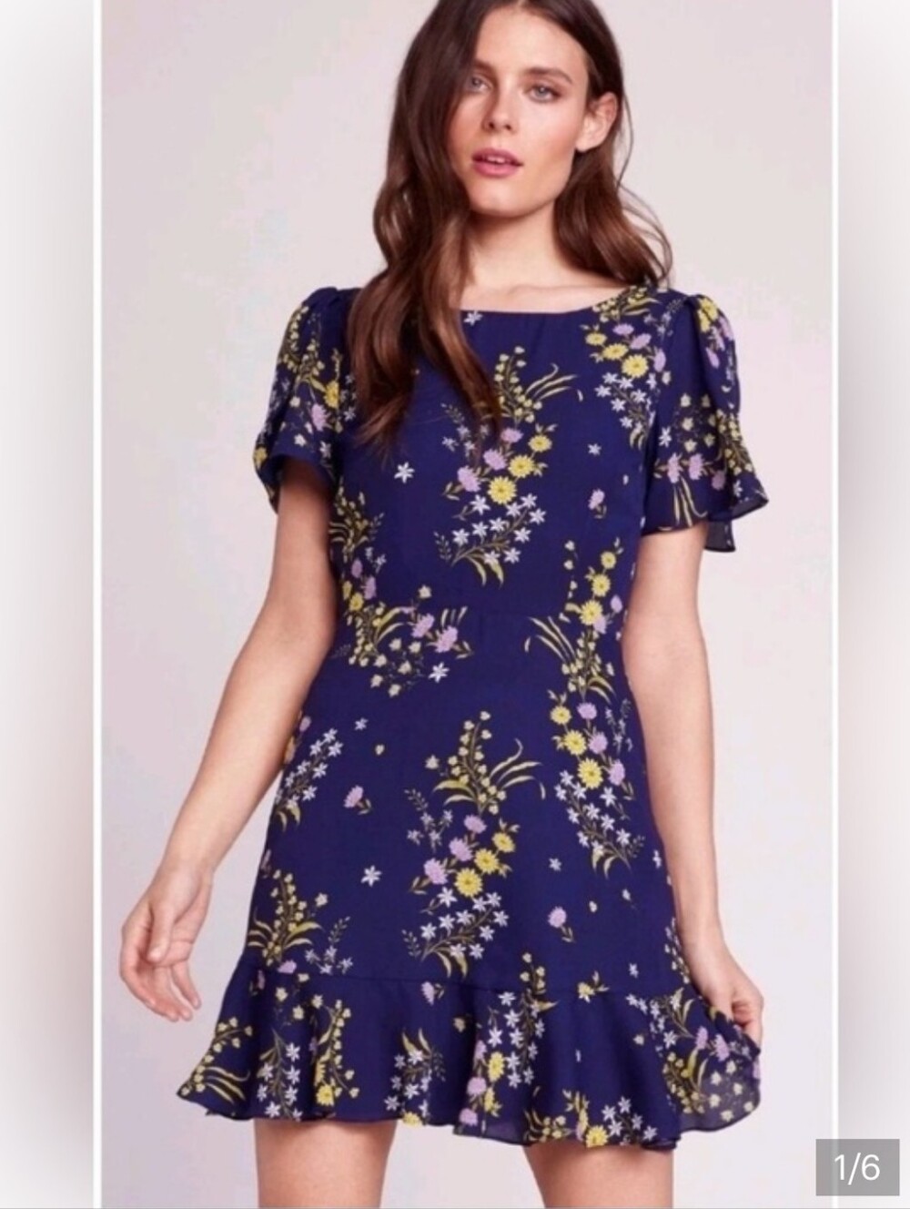 BB Dakota Midnight Blue Dress with Floral Patterns boho cottage core